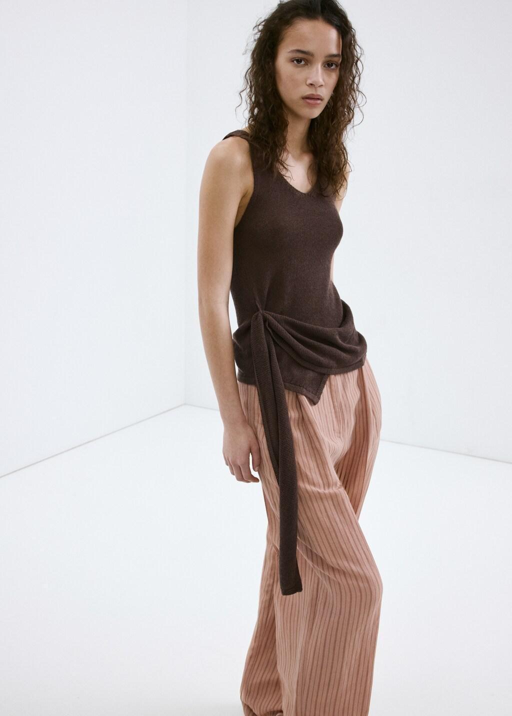 Brown Knitted Top With Knot Detail, 0201_32, large image number 3