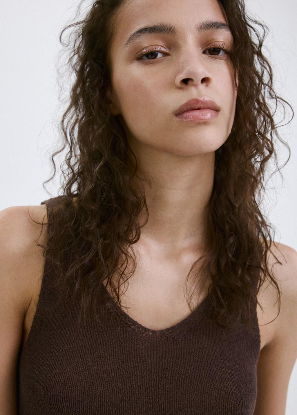 Brown Knitted Top With Knot Detail, 0201_32, large image number 4