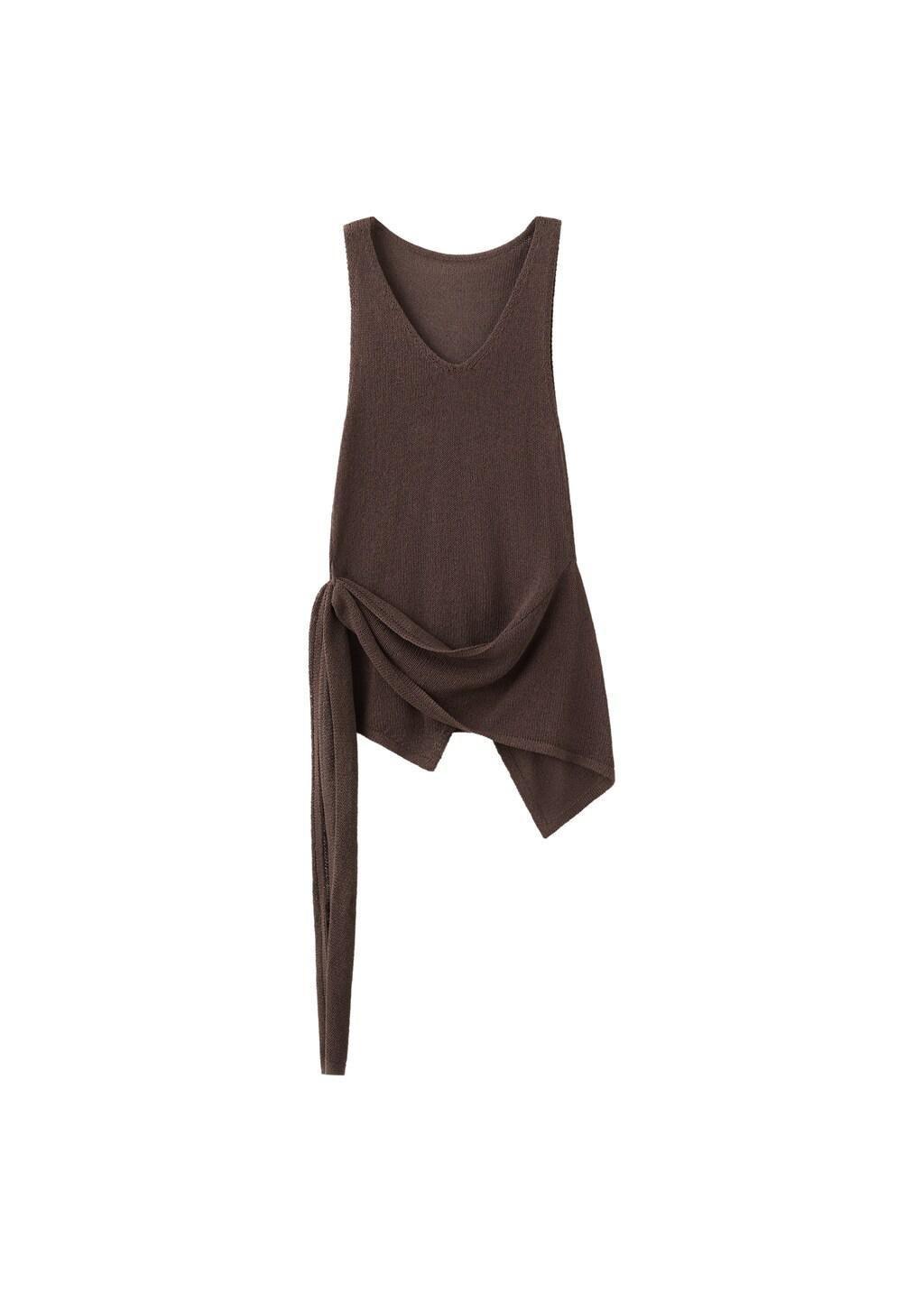 Brown Knitted Top With Knot Detail, 0201_32, large image number 6
