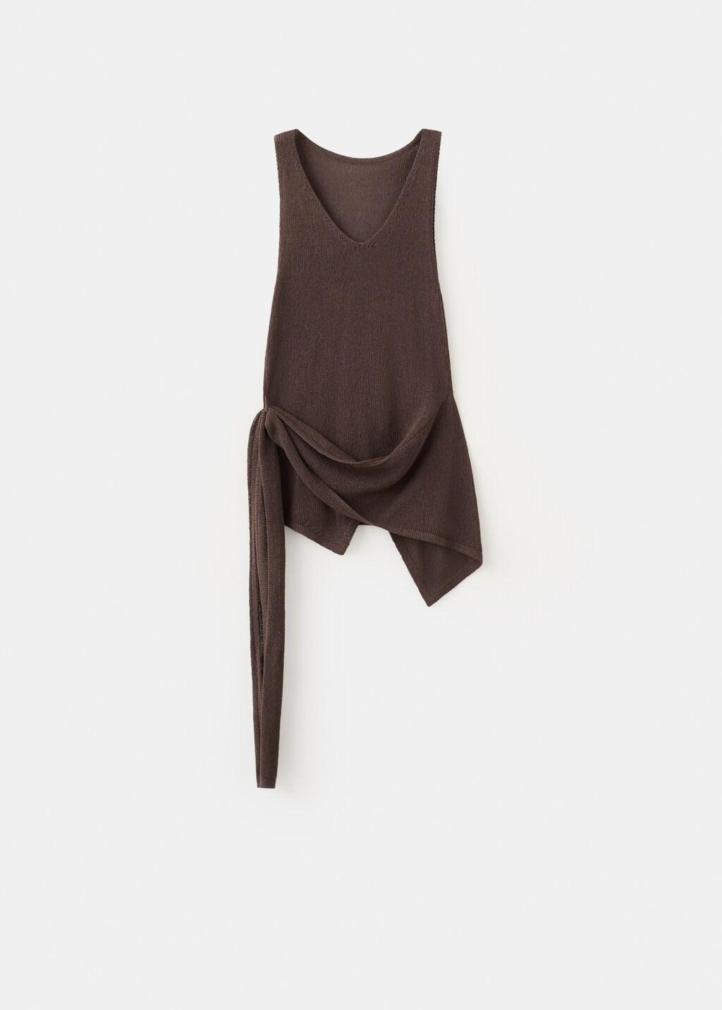 Brown Knitted Top With Knot Detail, 0201_32, large image number 7
