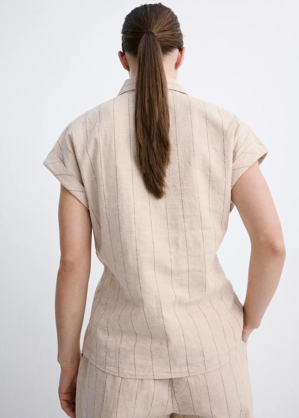 Brown Linen Pinstripe Shirt, 0201_30, large image number 2