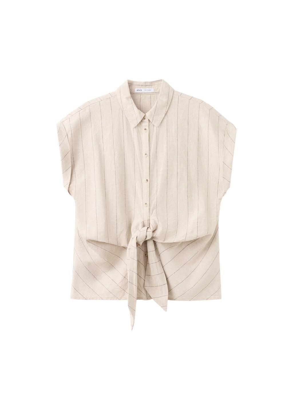 Brown Linen Pinstripe Shirt, 0201_30, large image number 6