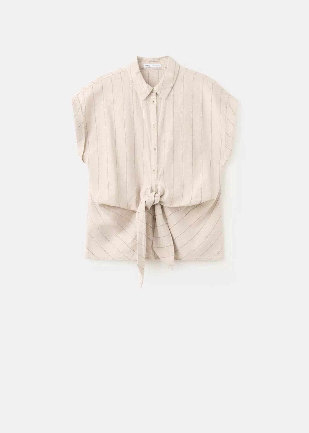 Brown Linen Pinstripe Shirt, 0201_30, large image number 7