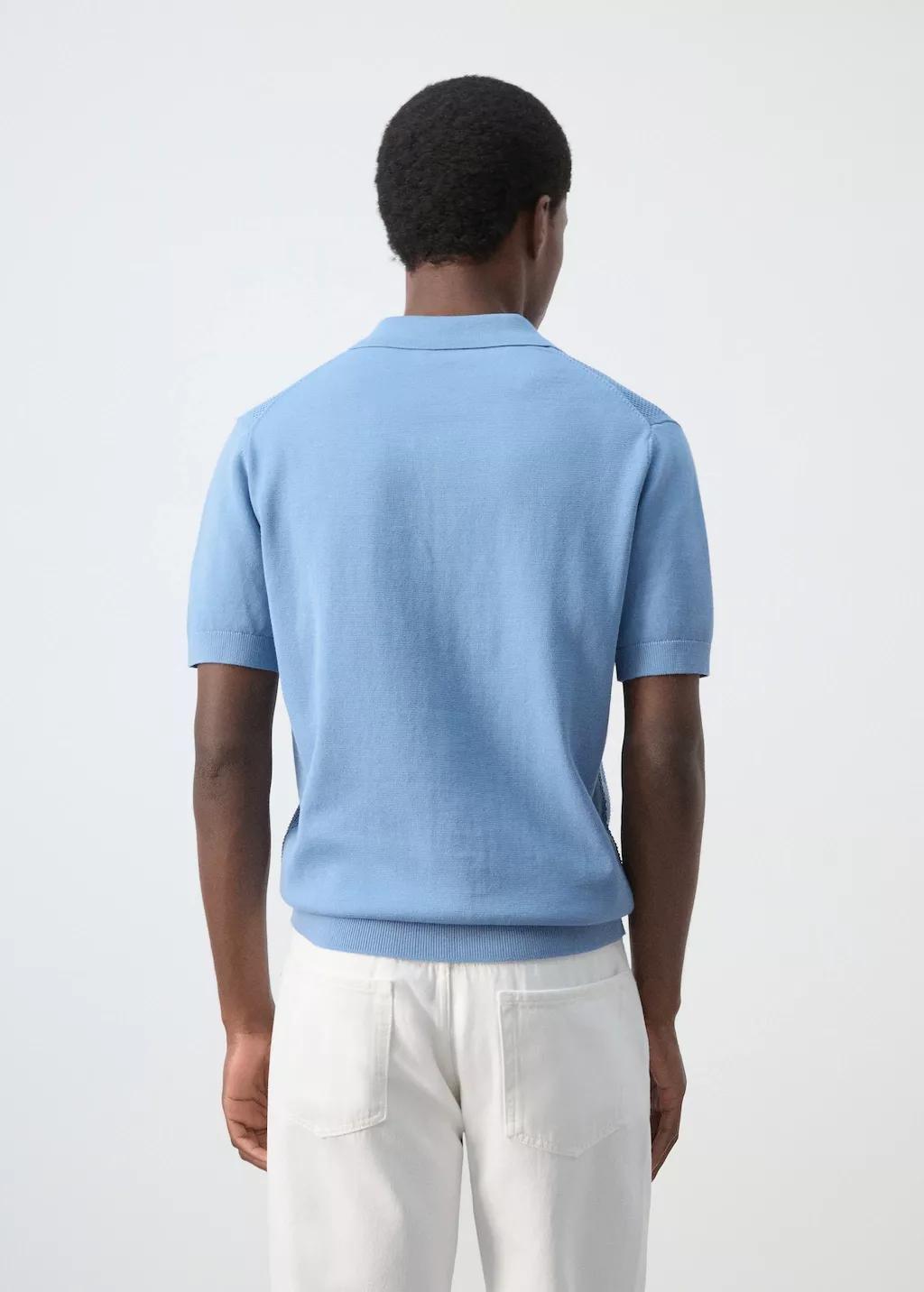 LT-PASTEL BLUE 100% cotton knitted polo structure, 0201_51, large image number 2