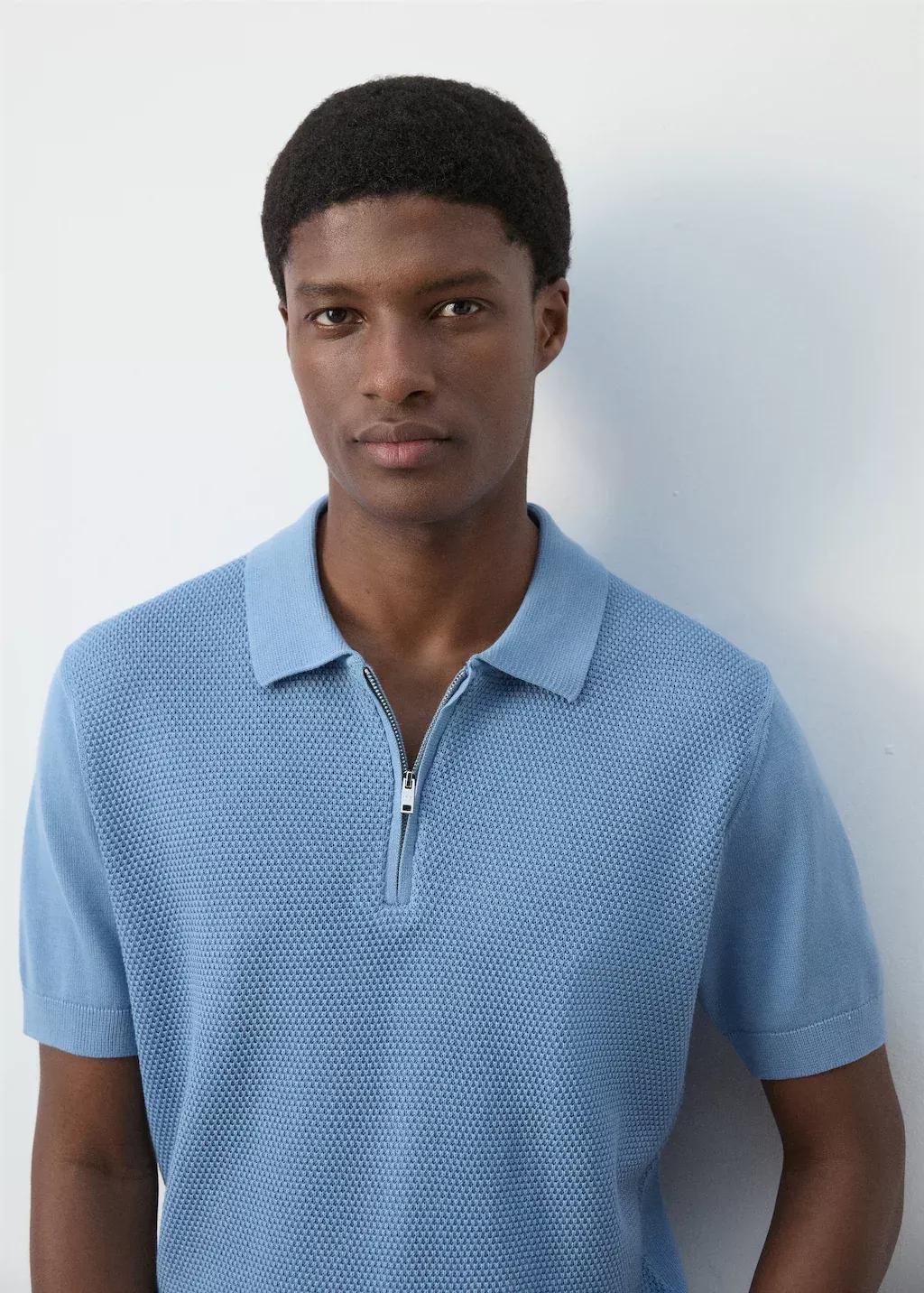 LT-PASTEL BLUE 100% cotton knitted polo structure, 0201_51, large image number 4