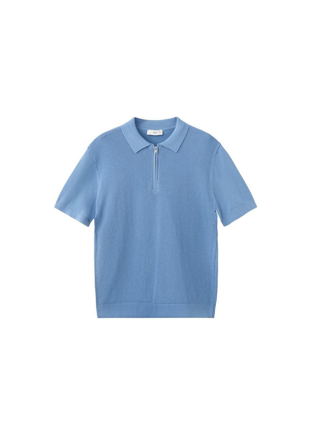 LT-PASTEL BLUE 100% cotton knitted polo structure, 0201_51, large image number 6