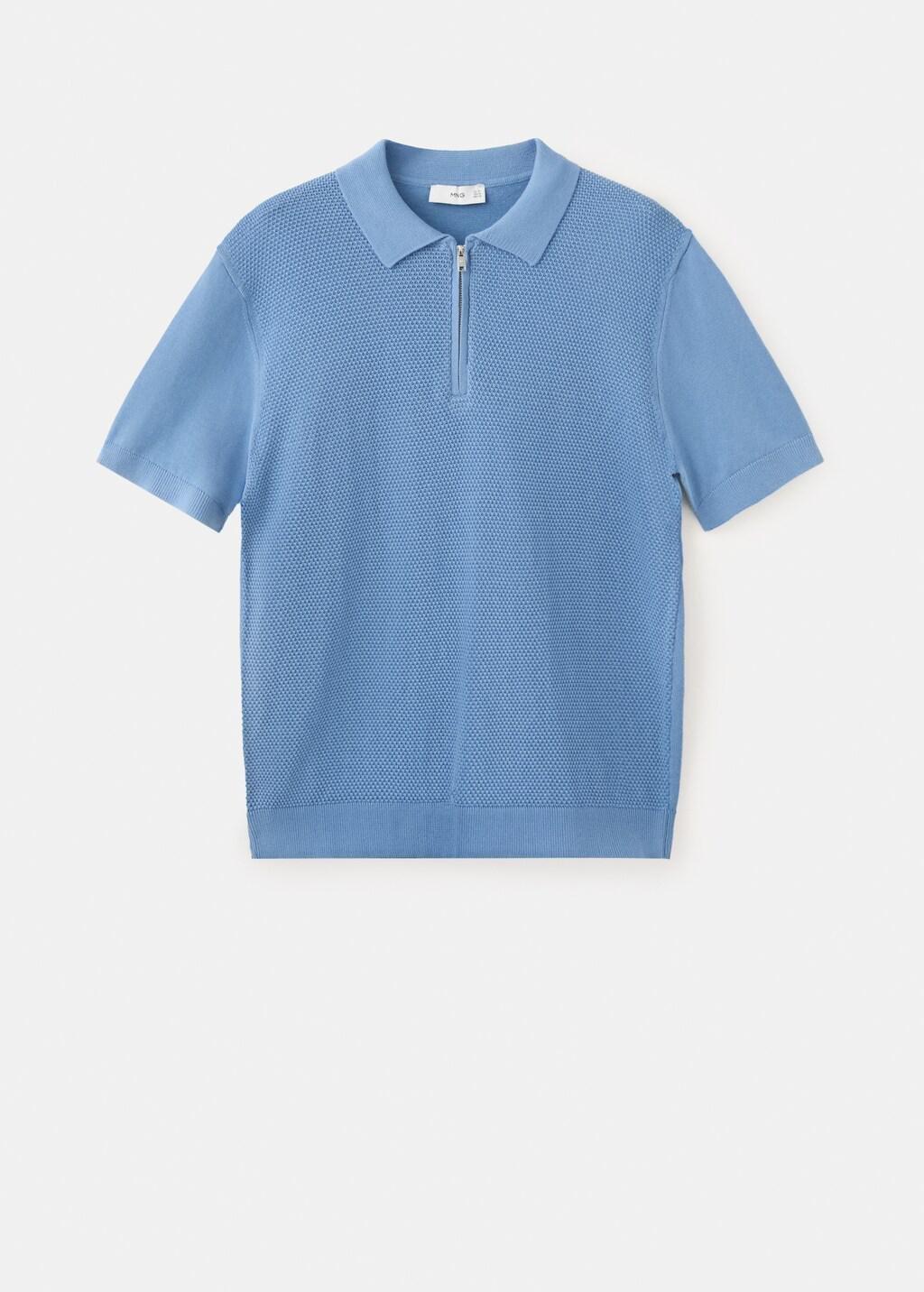 LT-PASTEL BLUE 100% cotton knitted polo structure, 0201_51, large image number 7