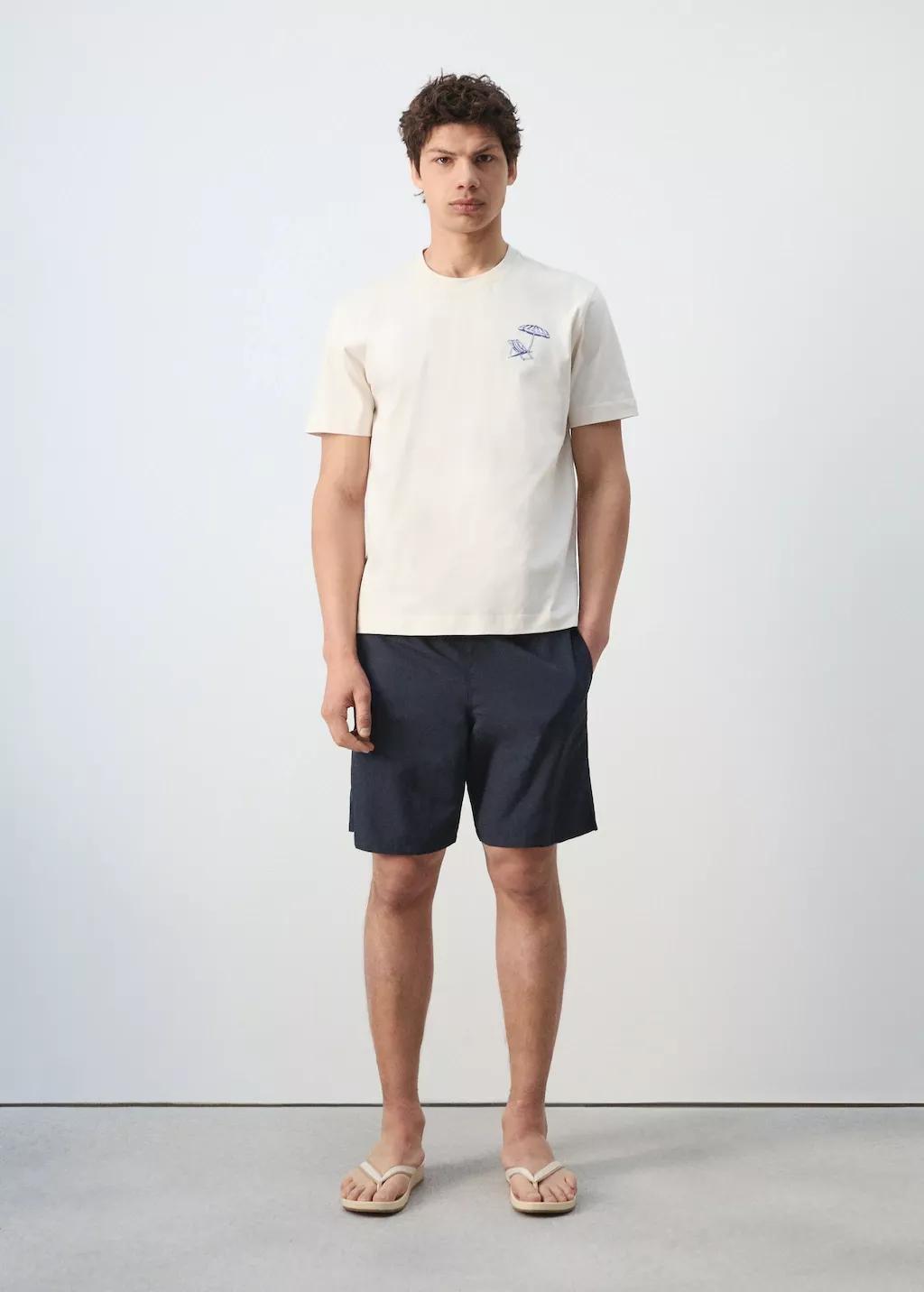 White 100% Cotton Embroidered T-Shirt, White, large image number 0