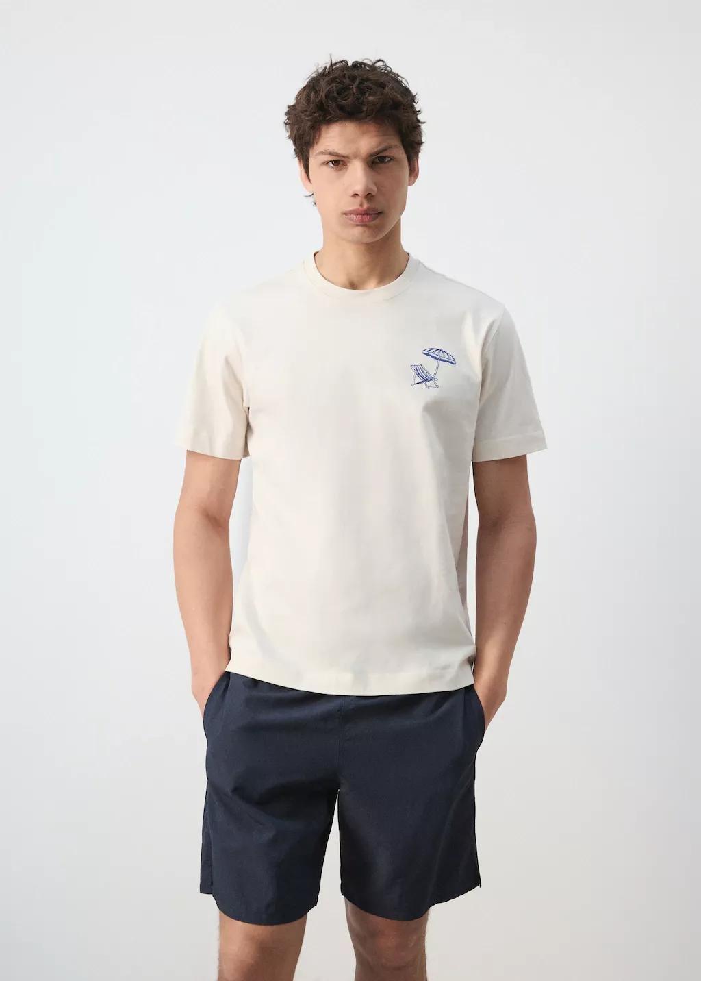 White 100% Cotton Embroidered T-Shirt, White, large image number 3