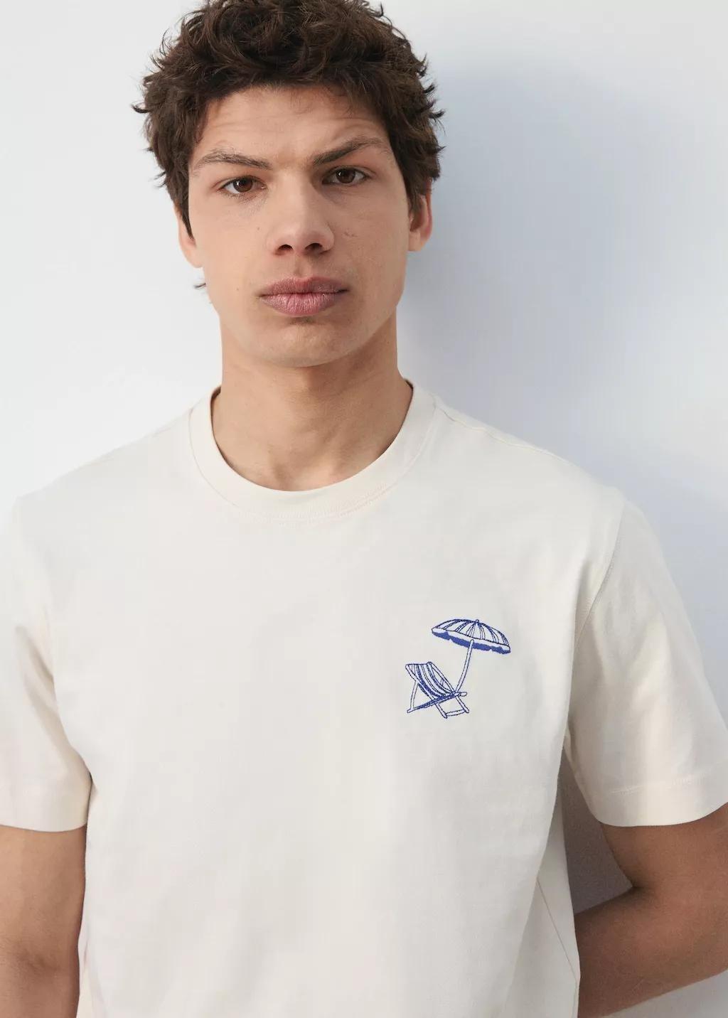 White 100% Cotton Embroidered T-Shirt, White, large image number 4