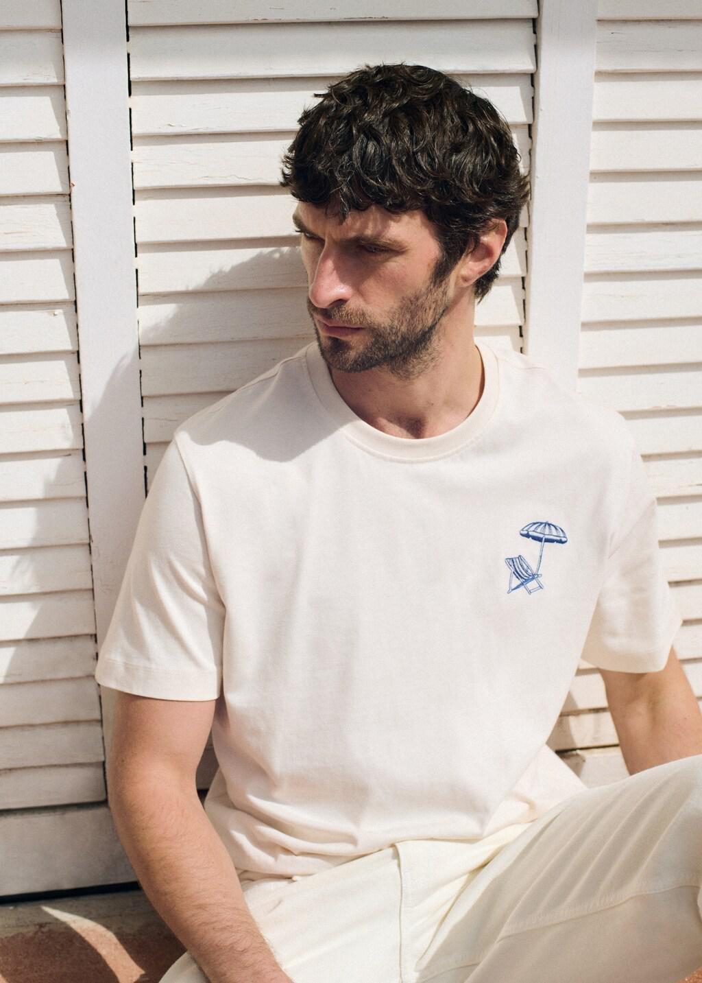 White 100% Cotton Embroidered T-Shirt, White, large image number 6