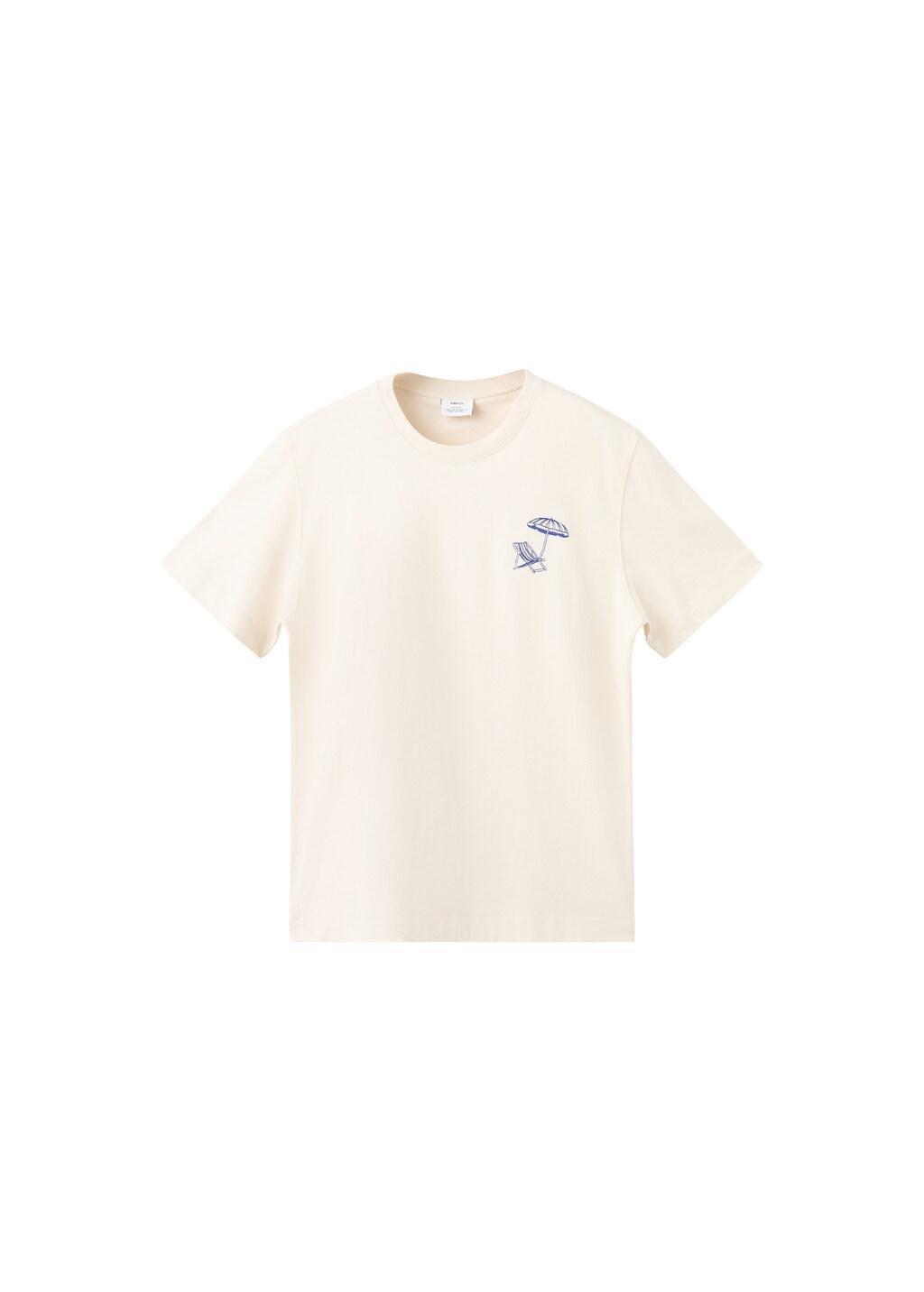 White 100% Cotton Embroidered T-Shirt, White, large image number 7