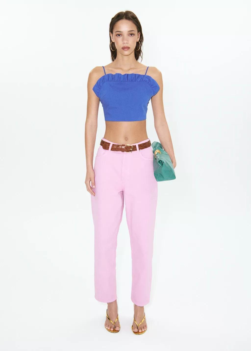 Blue Open Back Crop Top, 0201_52, large image number 0