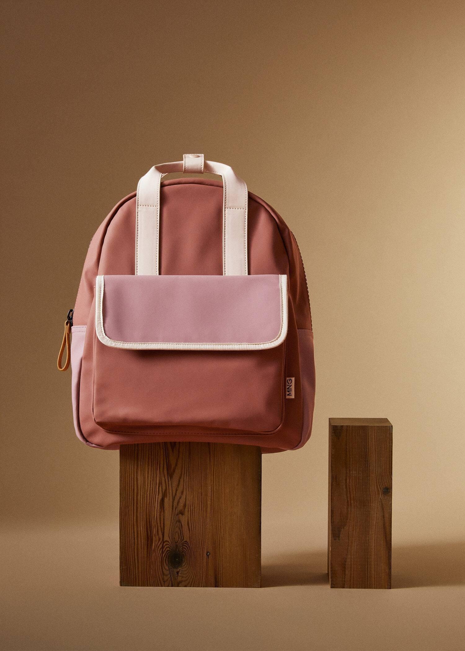 Pastel Pink Contrasting Rubber Backpack, Kids Girl, , large image number 4