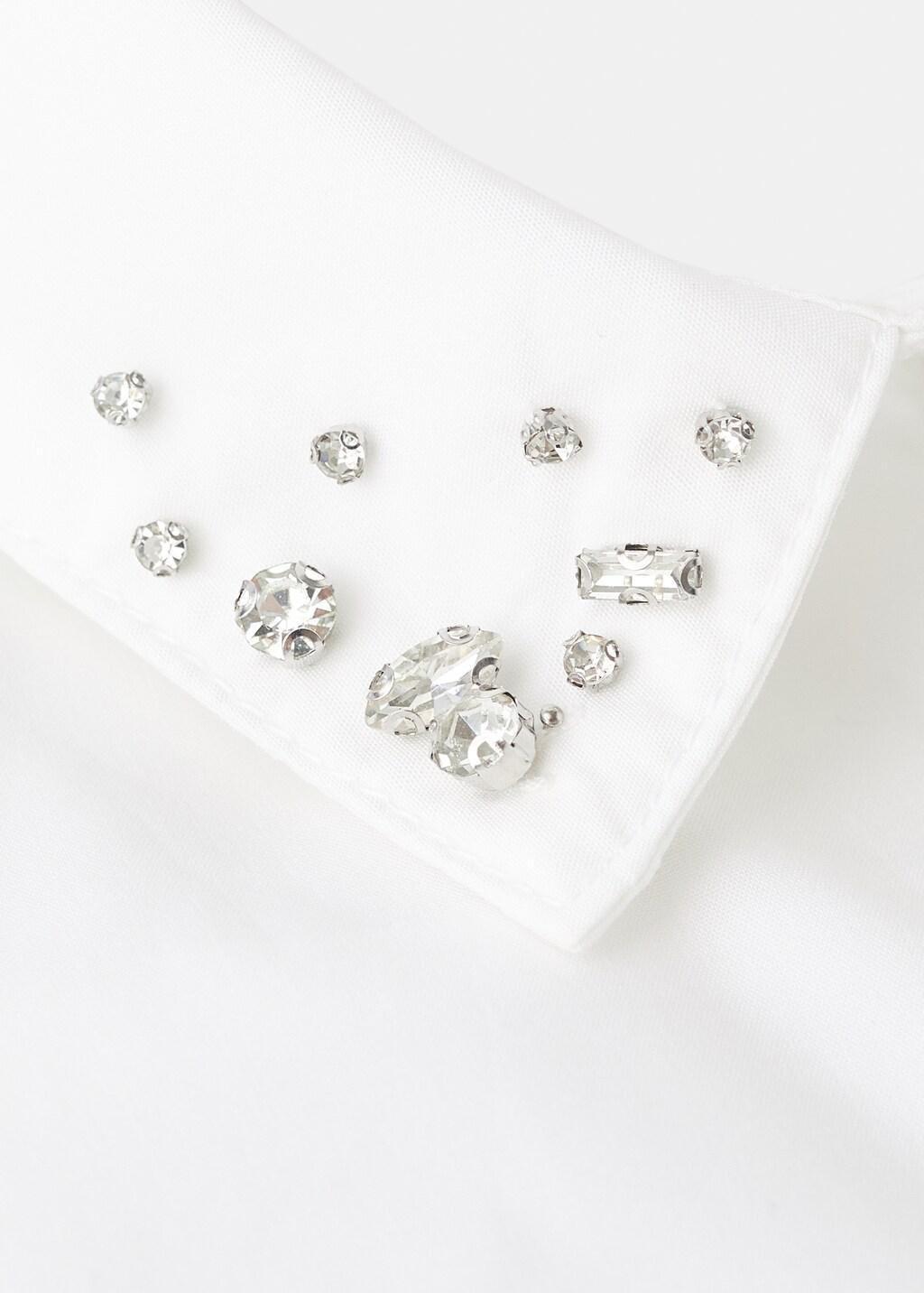 White Cotton Shirt With Embellishments, Kids Girls, White, large image number 4