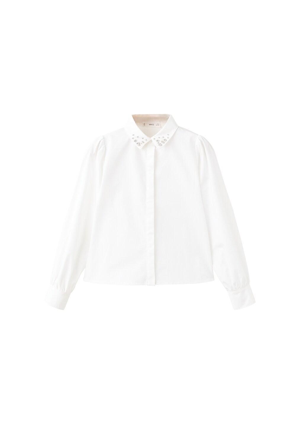White Cotton Shirt With Embellishments, Kids Girls, White, large image number 5