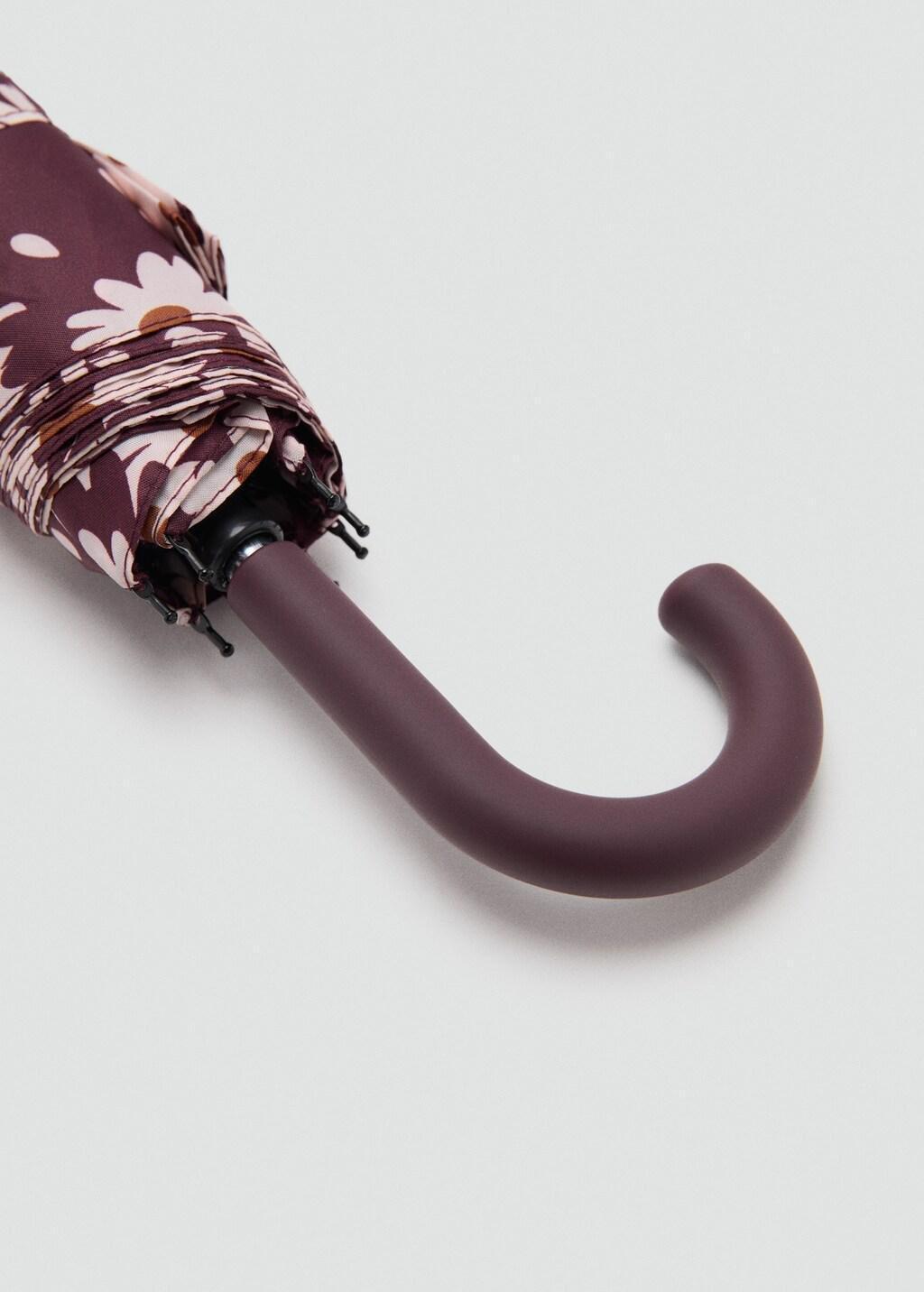 Red Flower Print Umbrella, Dark Red, large image number 0