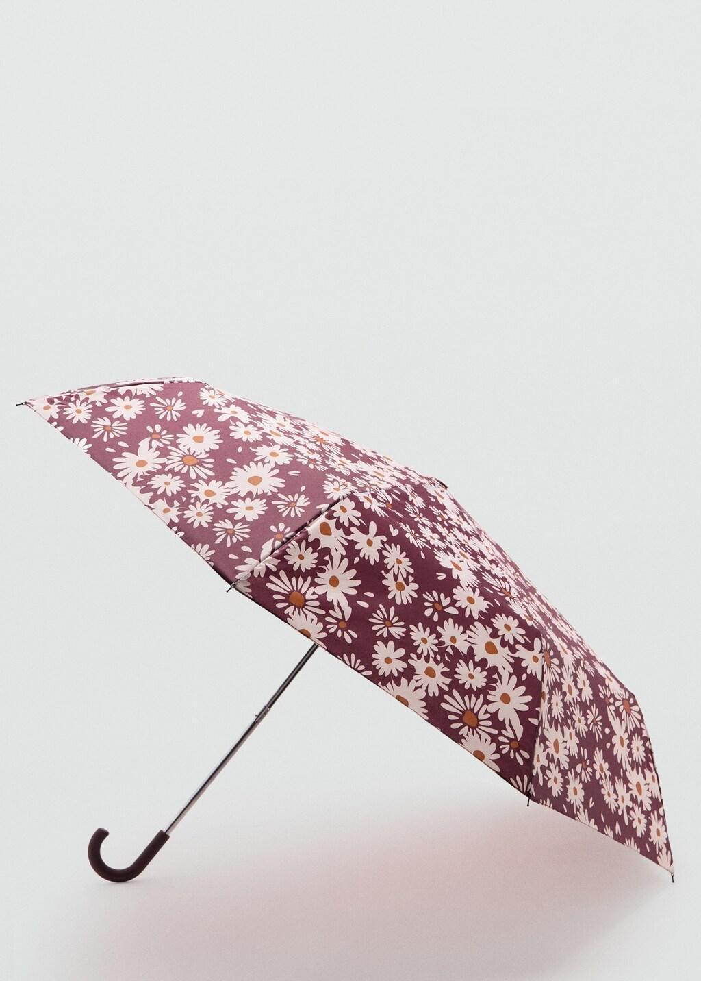 Red Flower Print Umbrella, Dark Red, medium