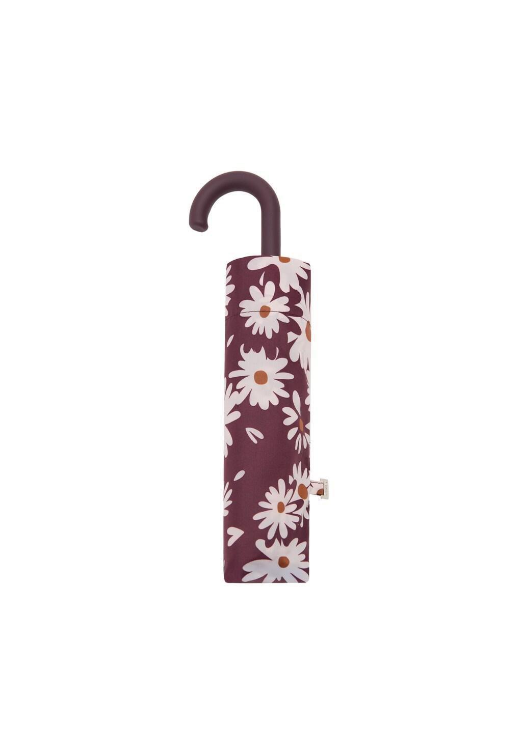 Red Flower Print Umbrella, Dark Red, medium