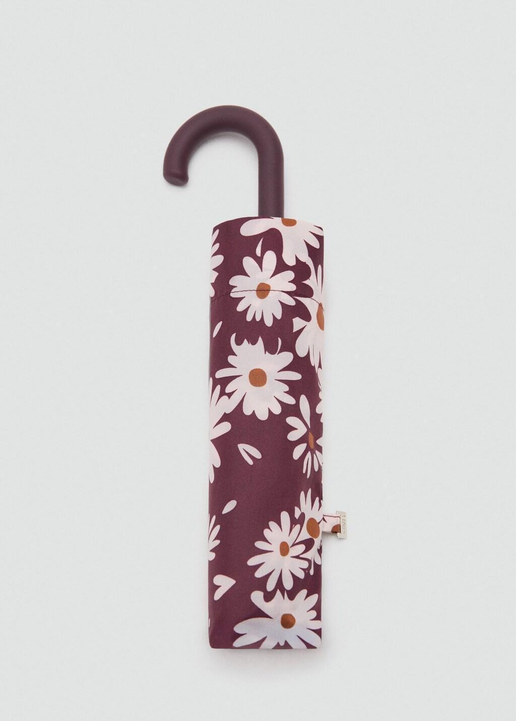 Red Flower Print Umbrella, Dark Red, large image number 3