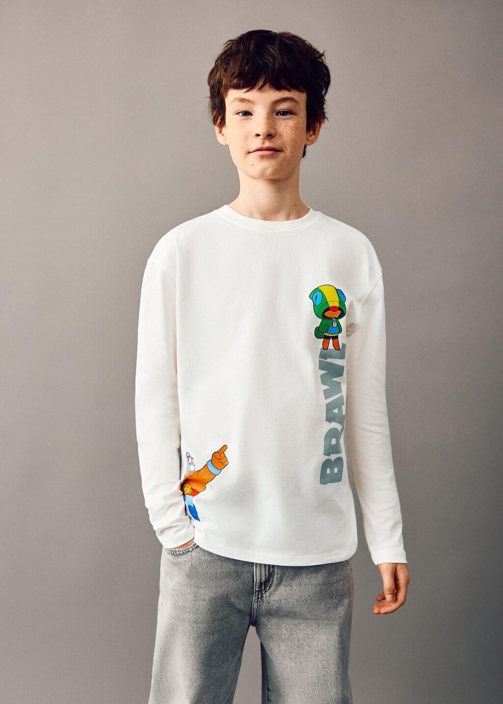 White Brawl Stars T-Shirt, Kids Boys, Natural White, large image number 3