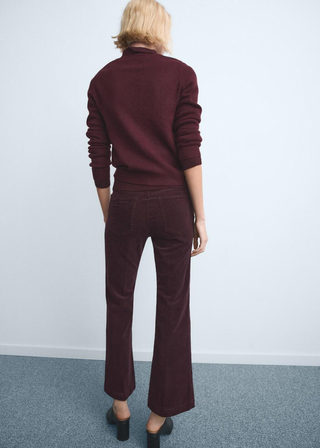 Burgundy Corduroy Flared Jeans, Dark Red, medium