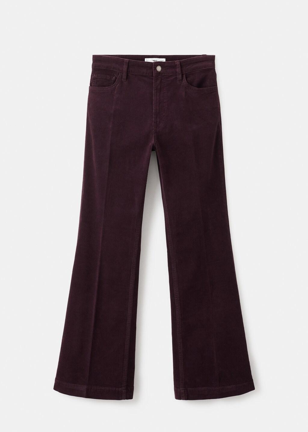 Burgundy Corduroy Flared Jeans, Dark Red, large image number 8
