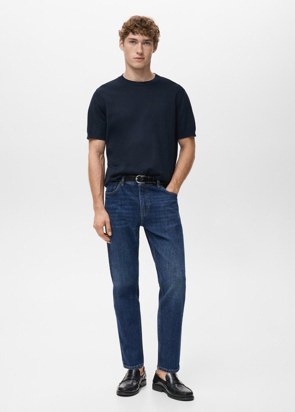 Blue Ben Cropped Tapered-Fit Jeans, Open Blue, large image number 0