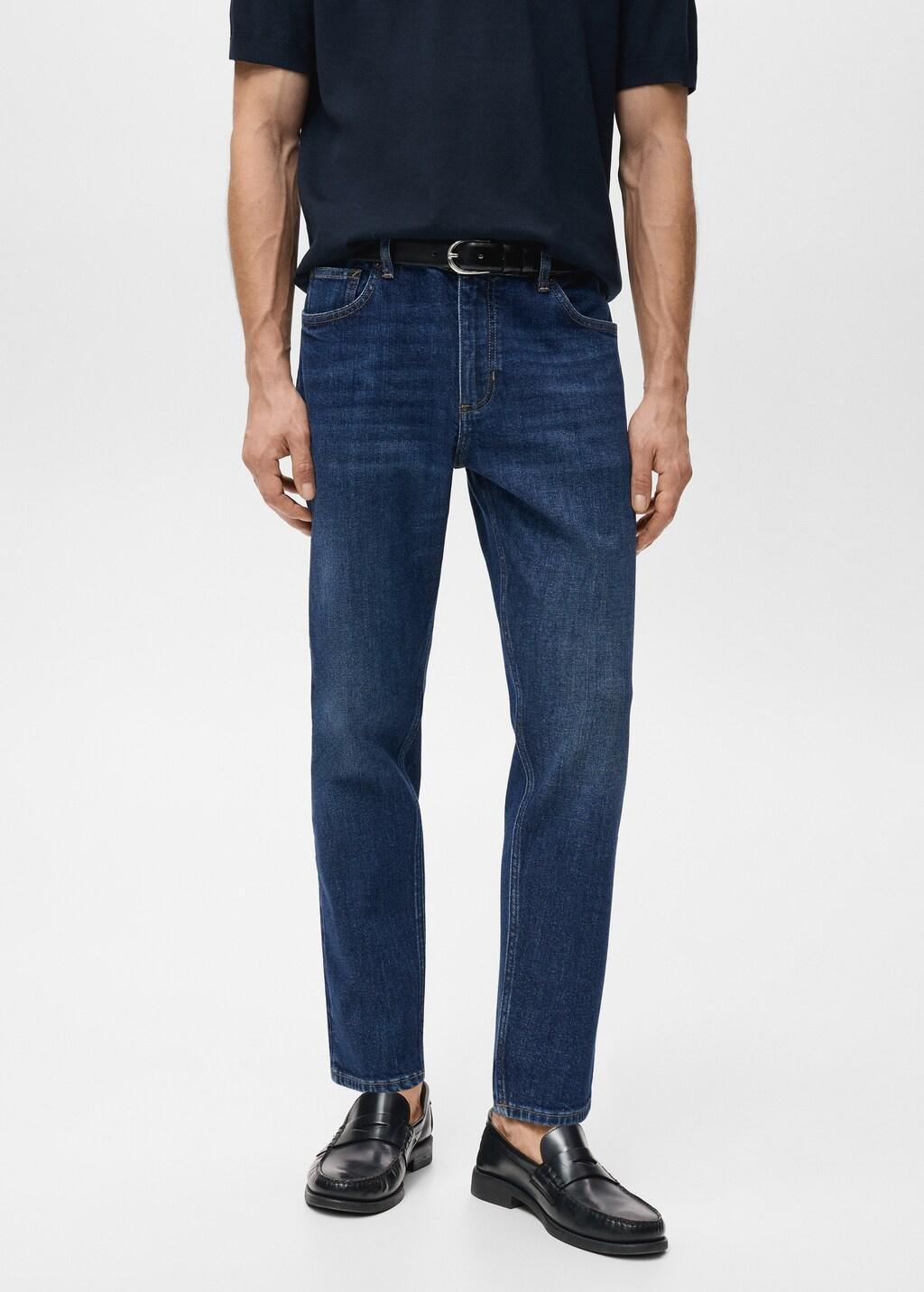 Blue Ben Cropped Tapered-Fit Jeans, Open Blue, large image number 3