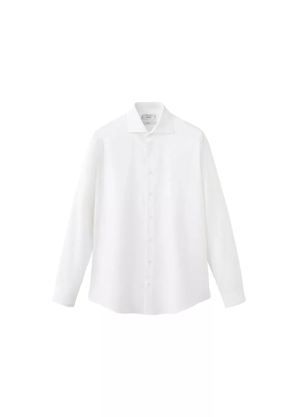 White Slim-Fit Cotton Poplin Suit Shirt, 0201_01, large image number 6