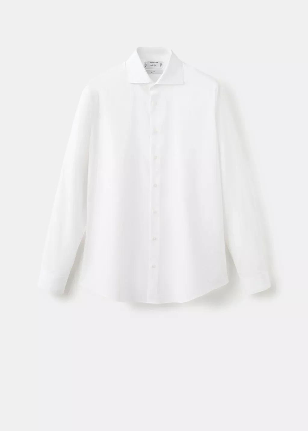 White Slim-Fit Cotton Poplin Suit Shirt, 0201_01, large image number 7