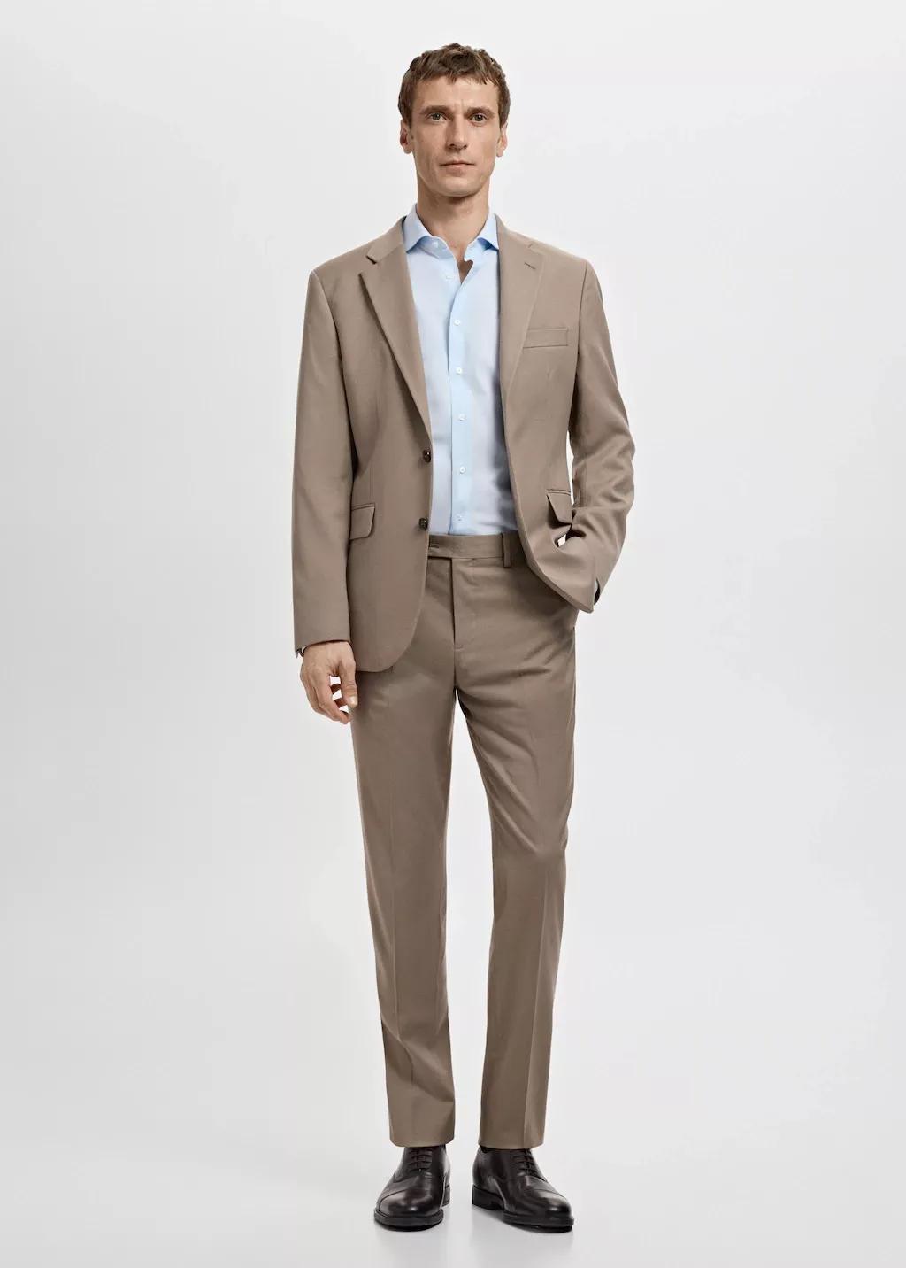 Blue Slim-Fit Cotton Poplin Suit Shirt, Light-Pastel Blue, large image number 0