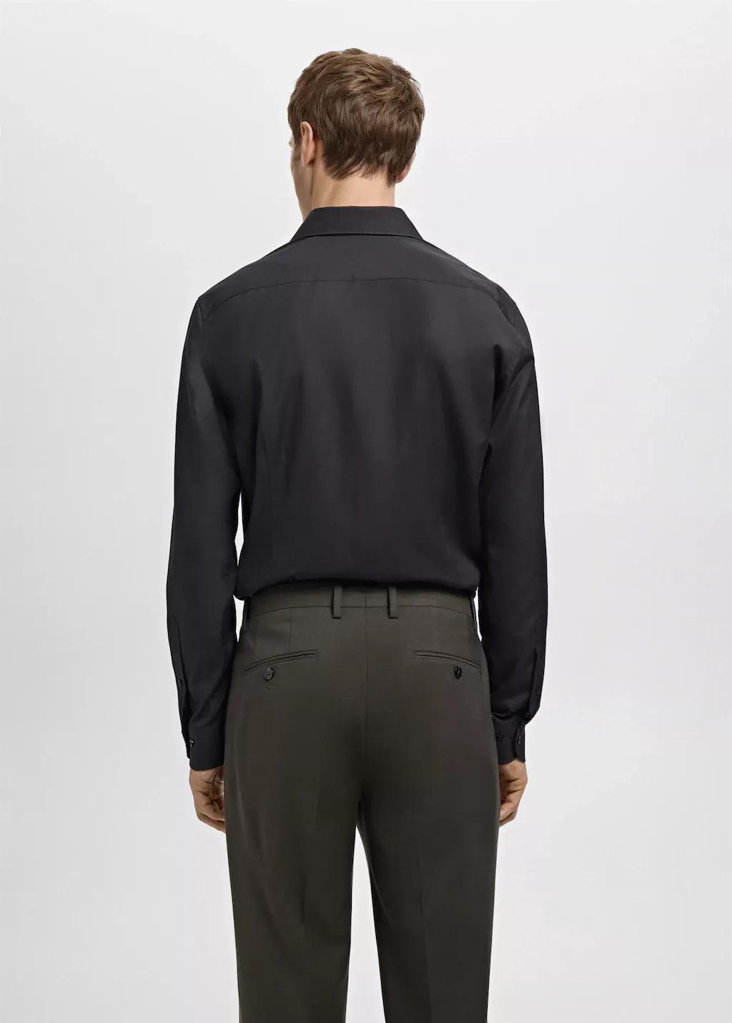 Black Slim-Fit Cotton Poplin Suit Shirt, Black, large image number 2