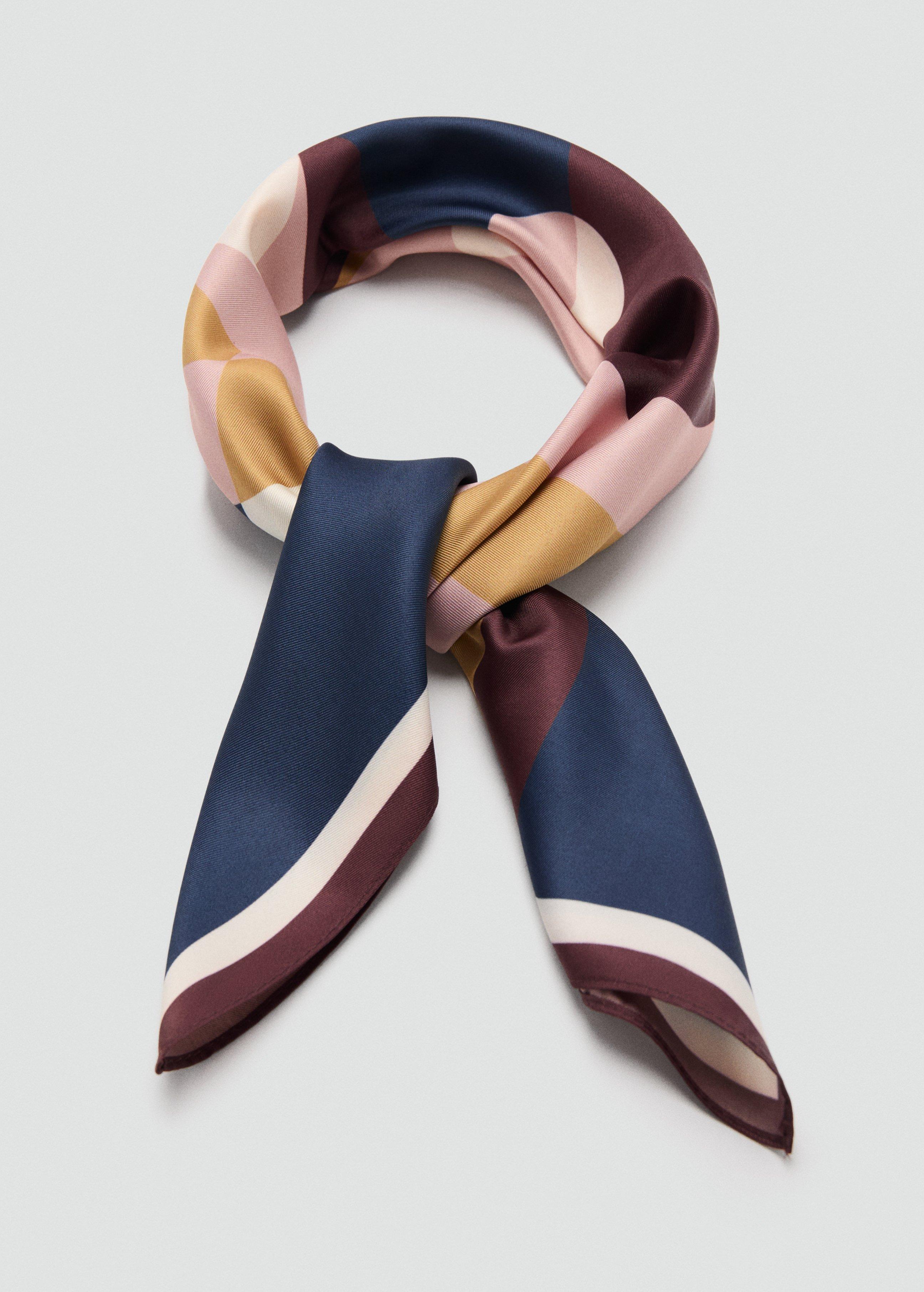 Navy Geometric Printed Foulard, Navy, large image number 2