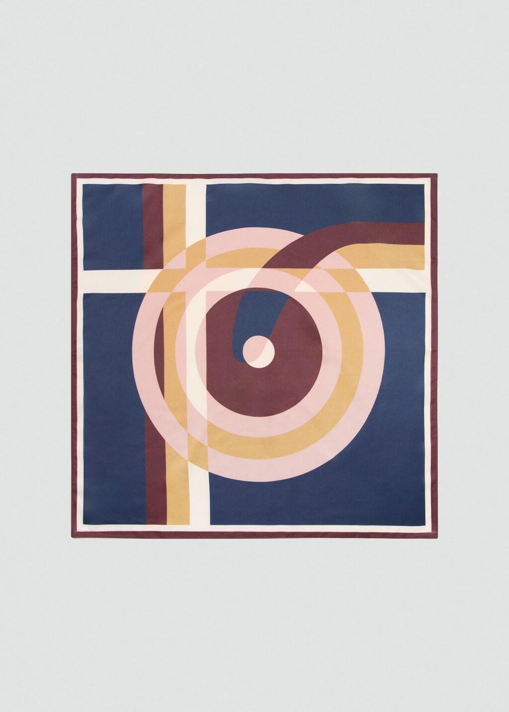 Navy Geometric Printed Foulard, Navy, large image number 6