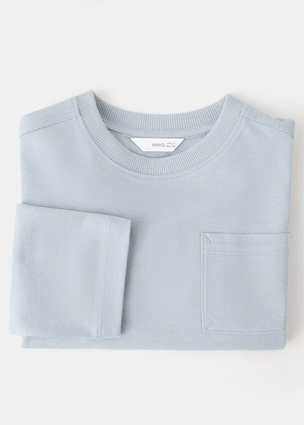 Blue Pocket Cotton T-Shirt, Baby Boys, Light-Pastel Blue, large image number 4