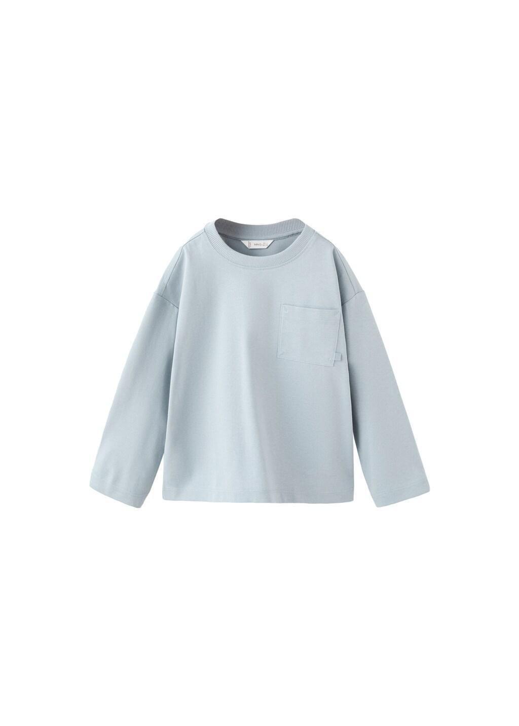 Blue Pocket Cotton T-Shirt, Baby Boys, Light-Pastel Blue, large image number 5