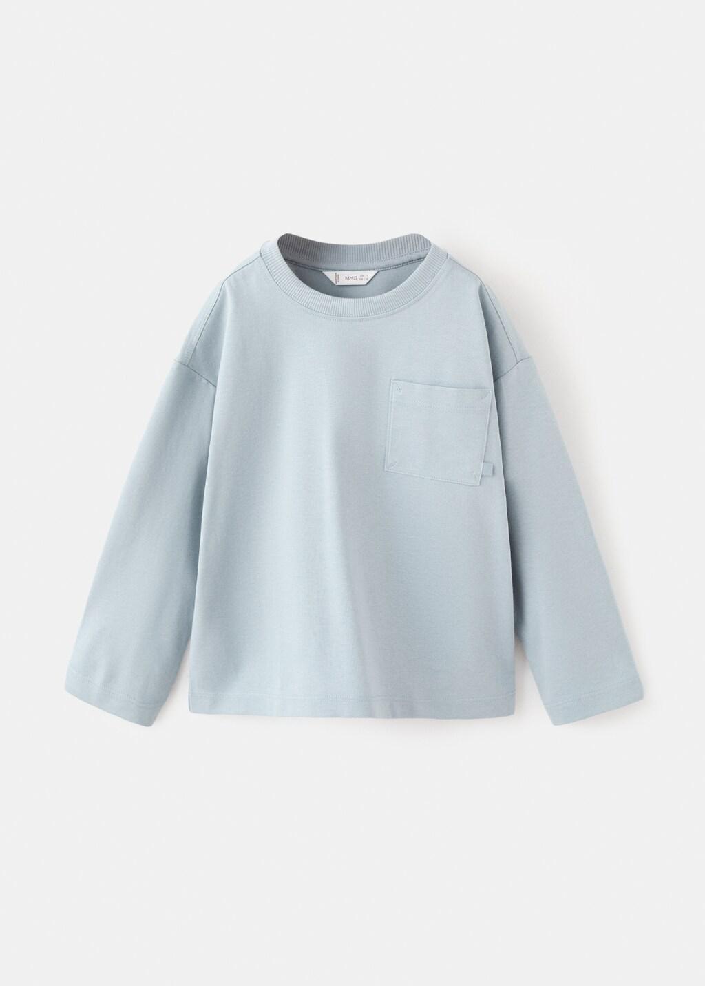 Blue Pocket Cotton T-Shirt, Baby Boys, Light-Pastel Blue, large image number 6