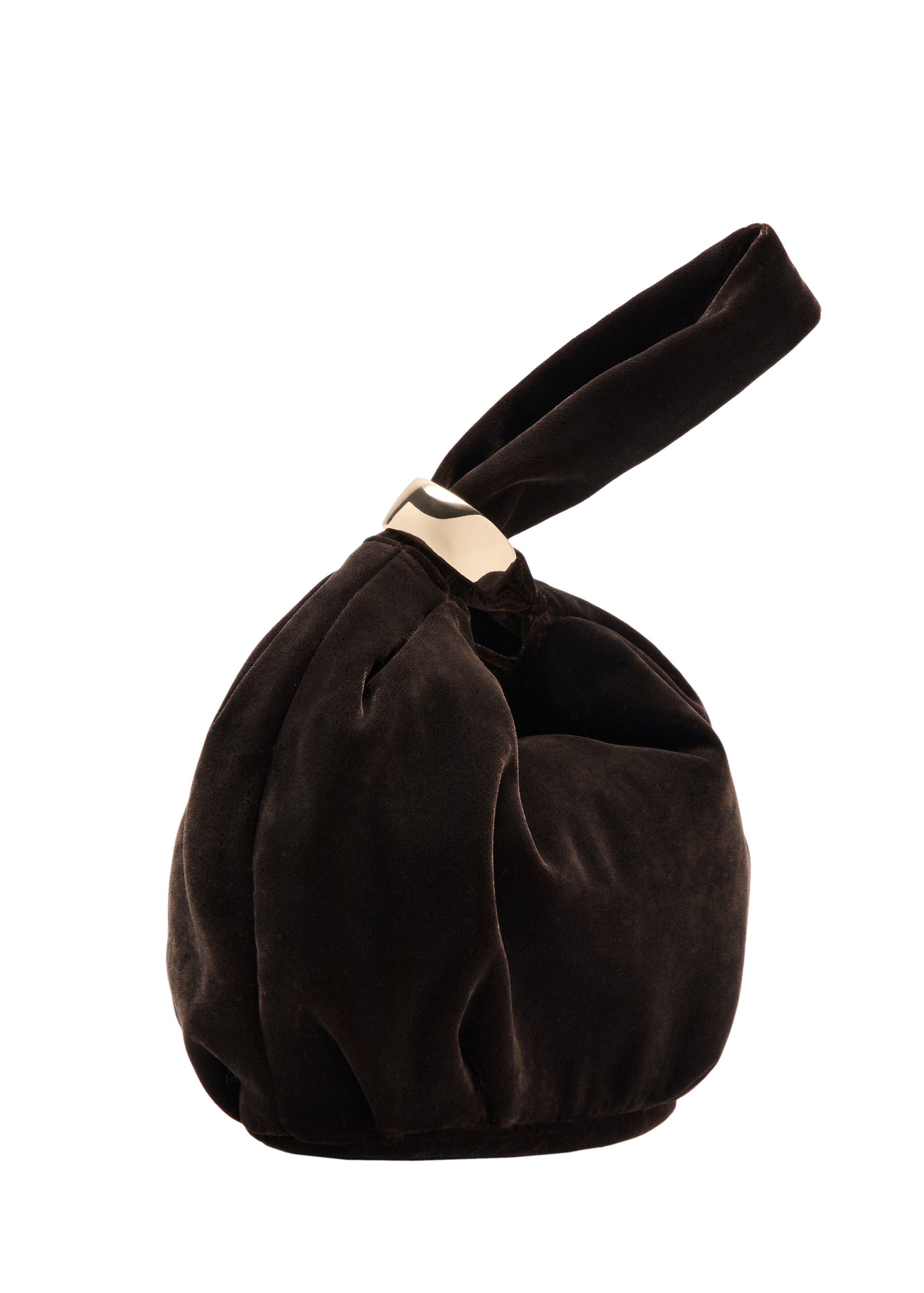 Brown Velvet Handbag With Metallic Detail, 0201_32, large image number 0