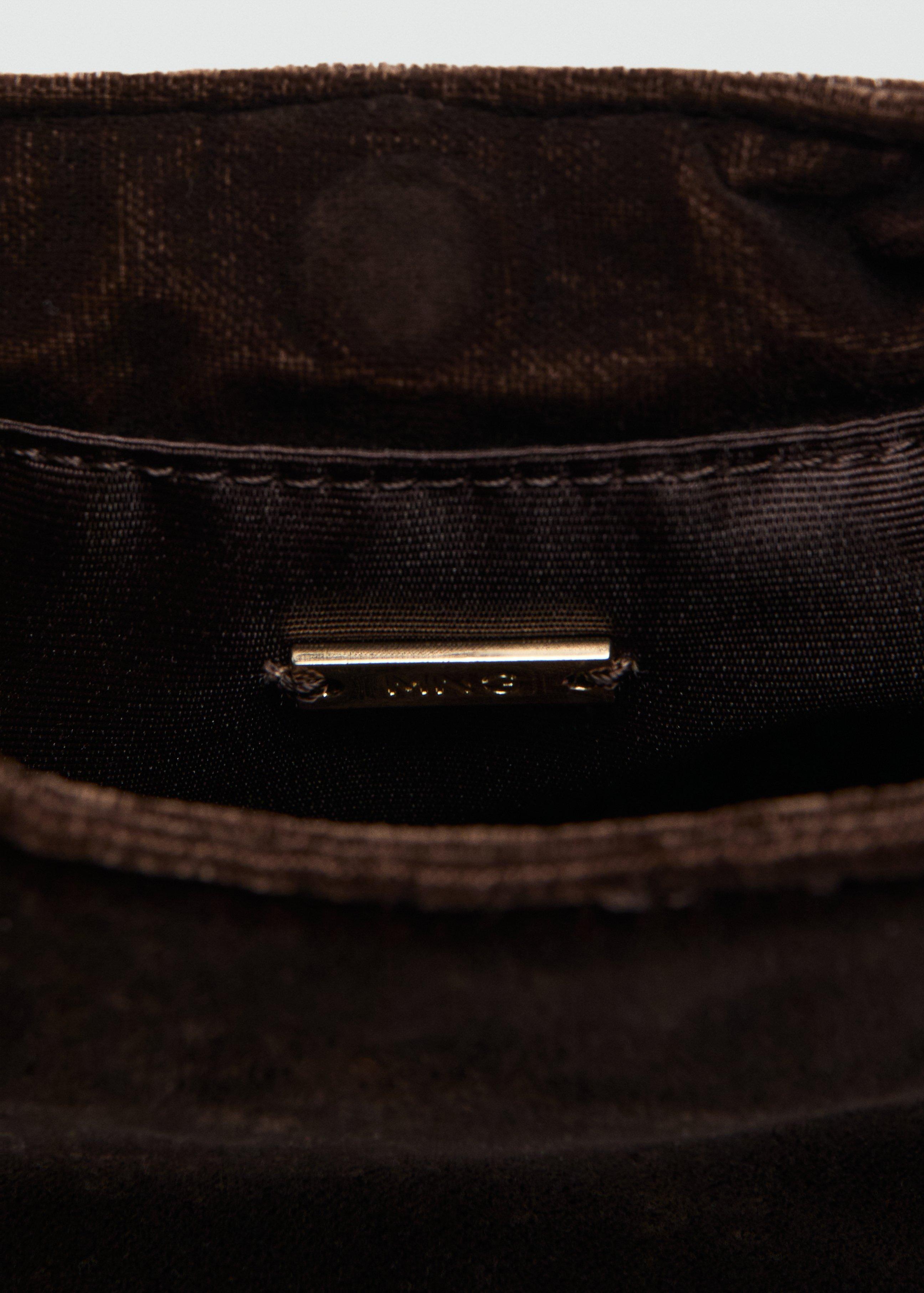 Brown Velvet Handbag With Metallic Detail, 0201_32, large image number 1