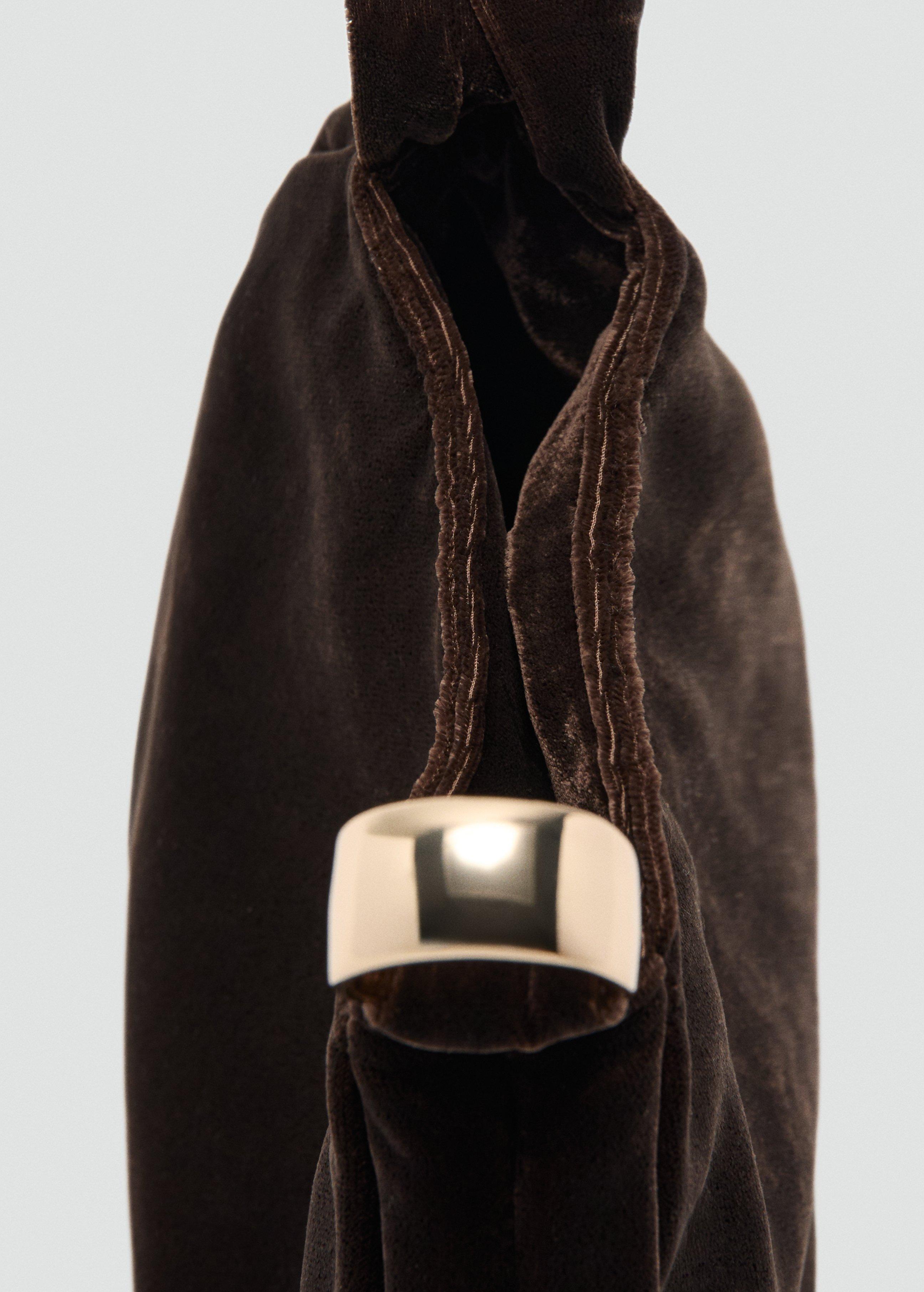 Brown Velvet Handbag With Metallic Detail, 0201_32, large image number 2