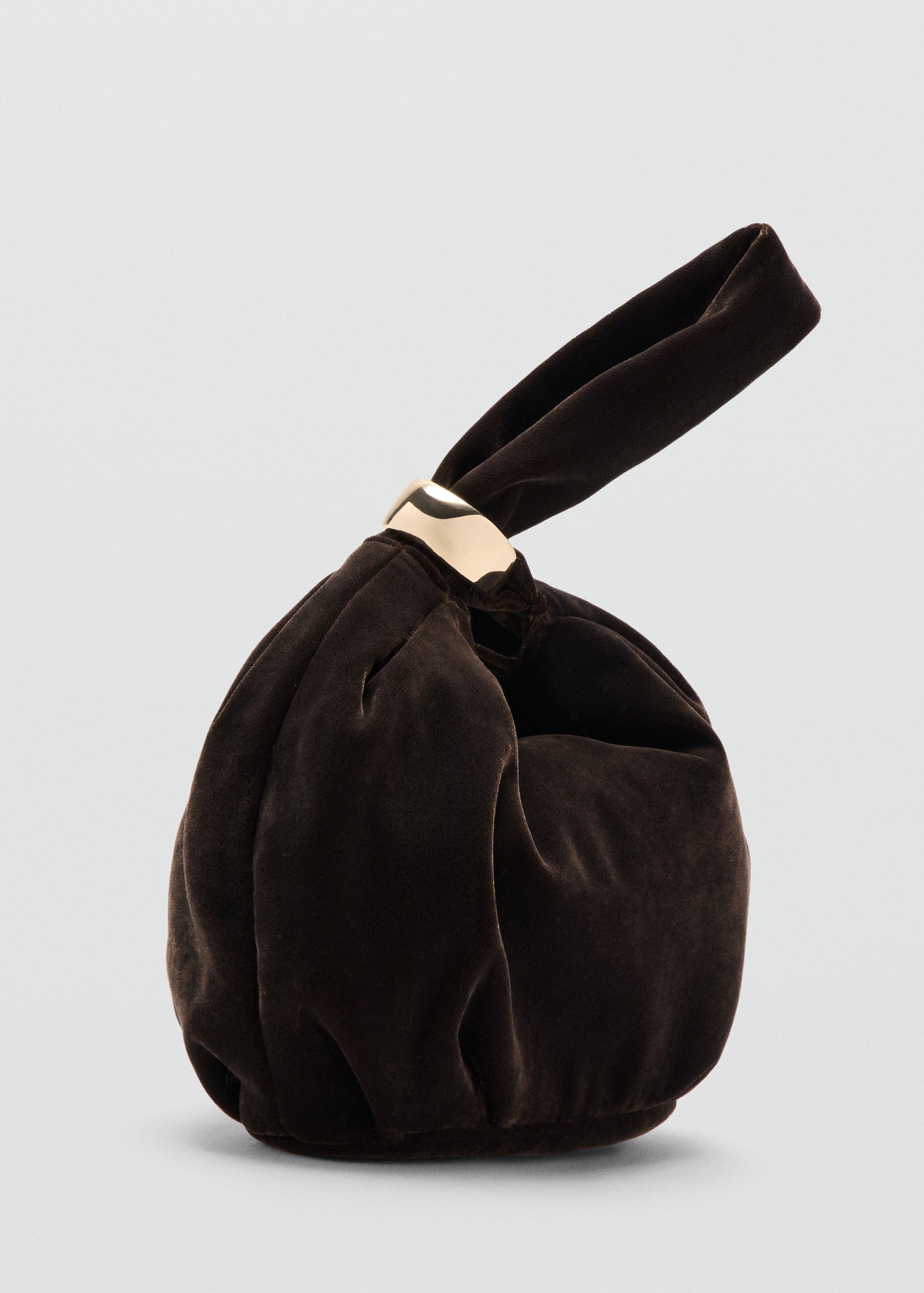 Brown Velvet Handbag With Metallic Detail, 0201_32, large image number 3