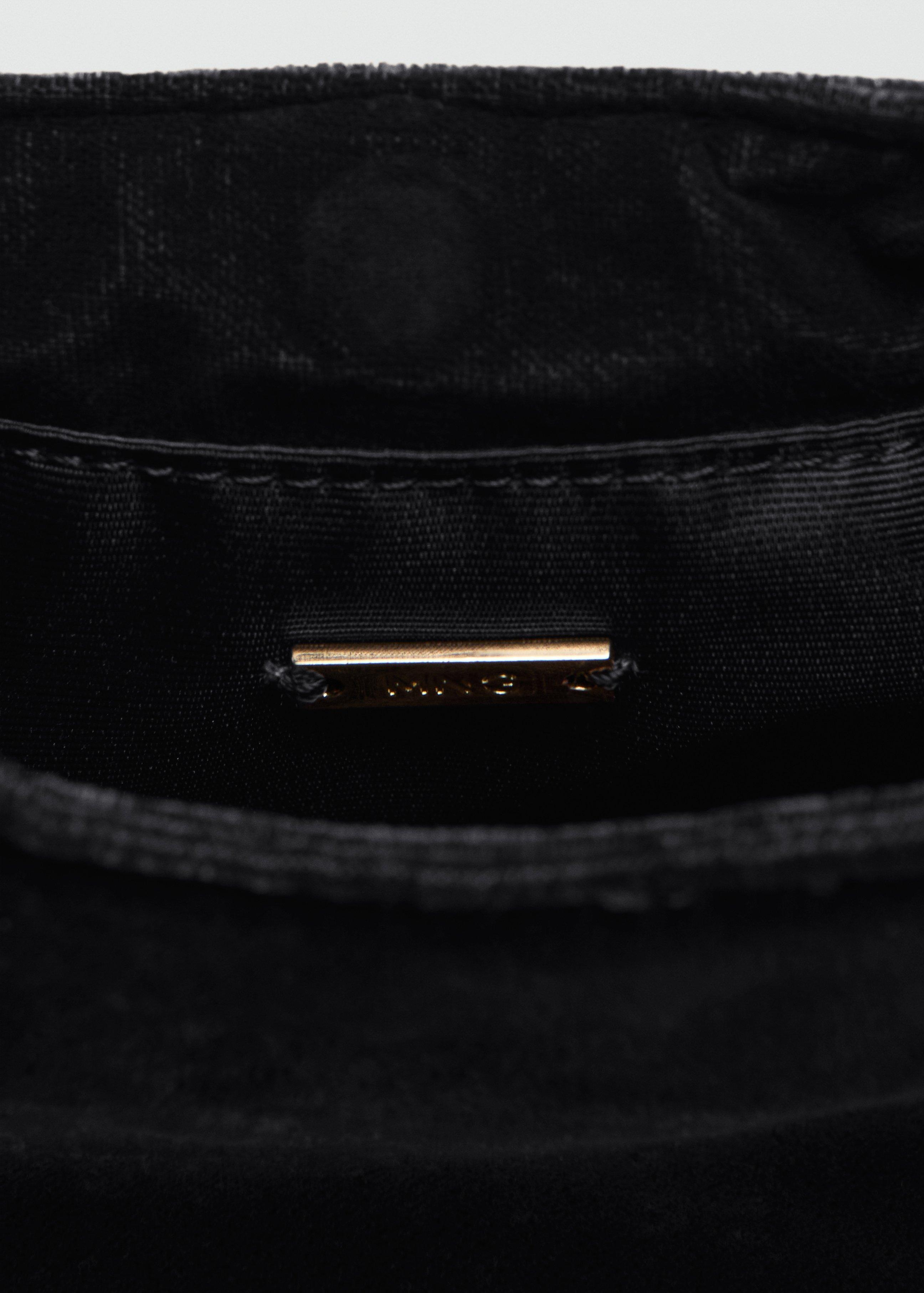 Black Velvet Handbag With Metallic Detail, 0201_99, large image number 2