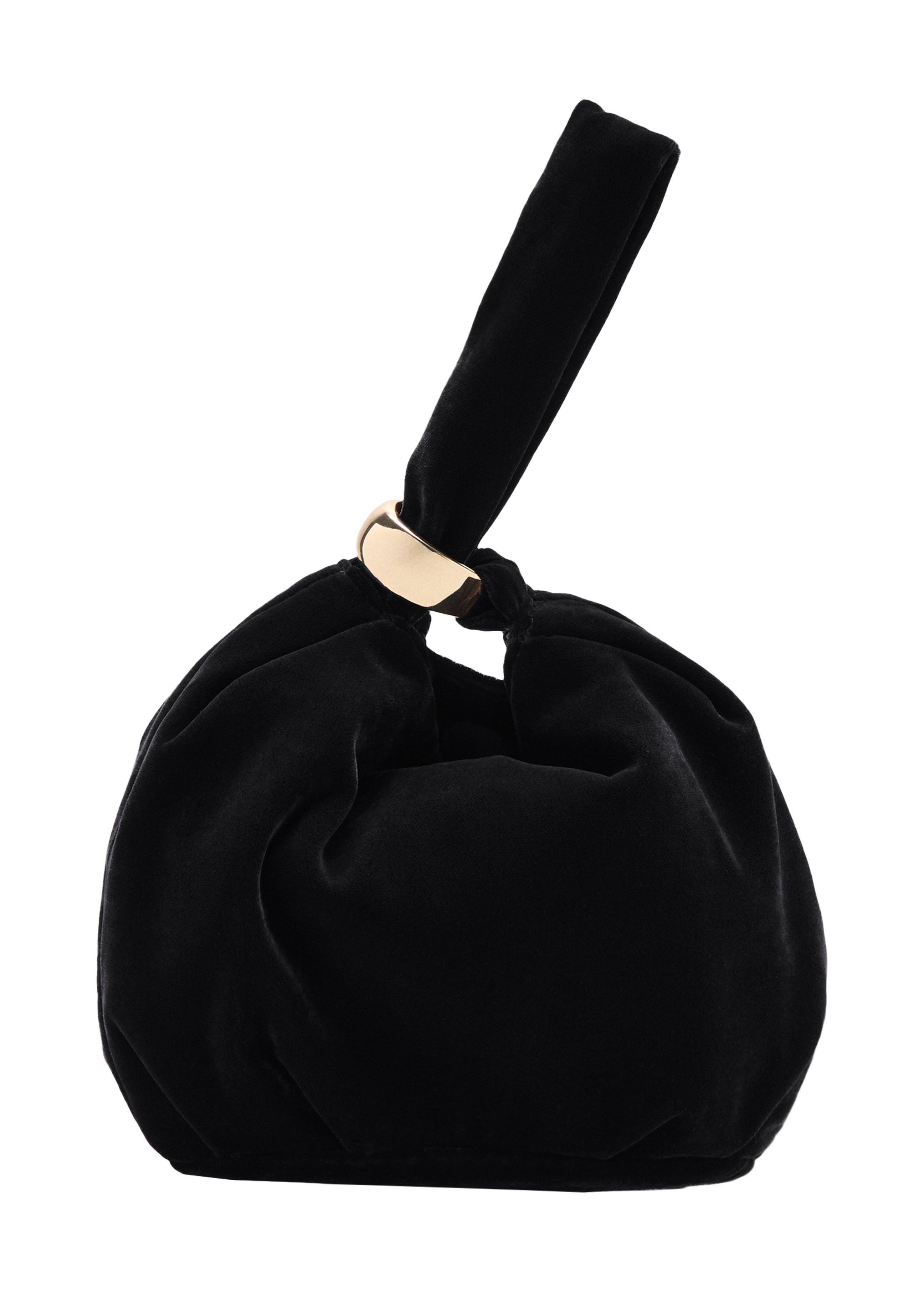 Black Velvet Handbag With Metallic Detail, 0201_99, large image number 4