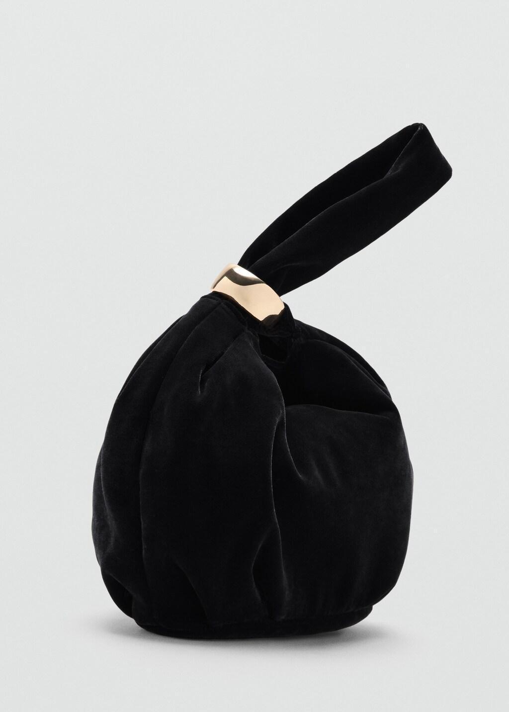 Black Velvet Handbag With Metallic Detail, 0201_99, large image number 5