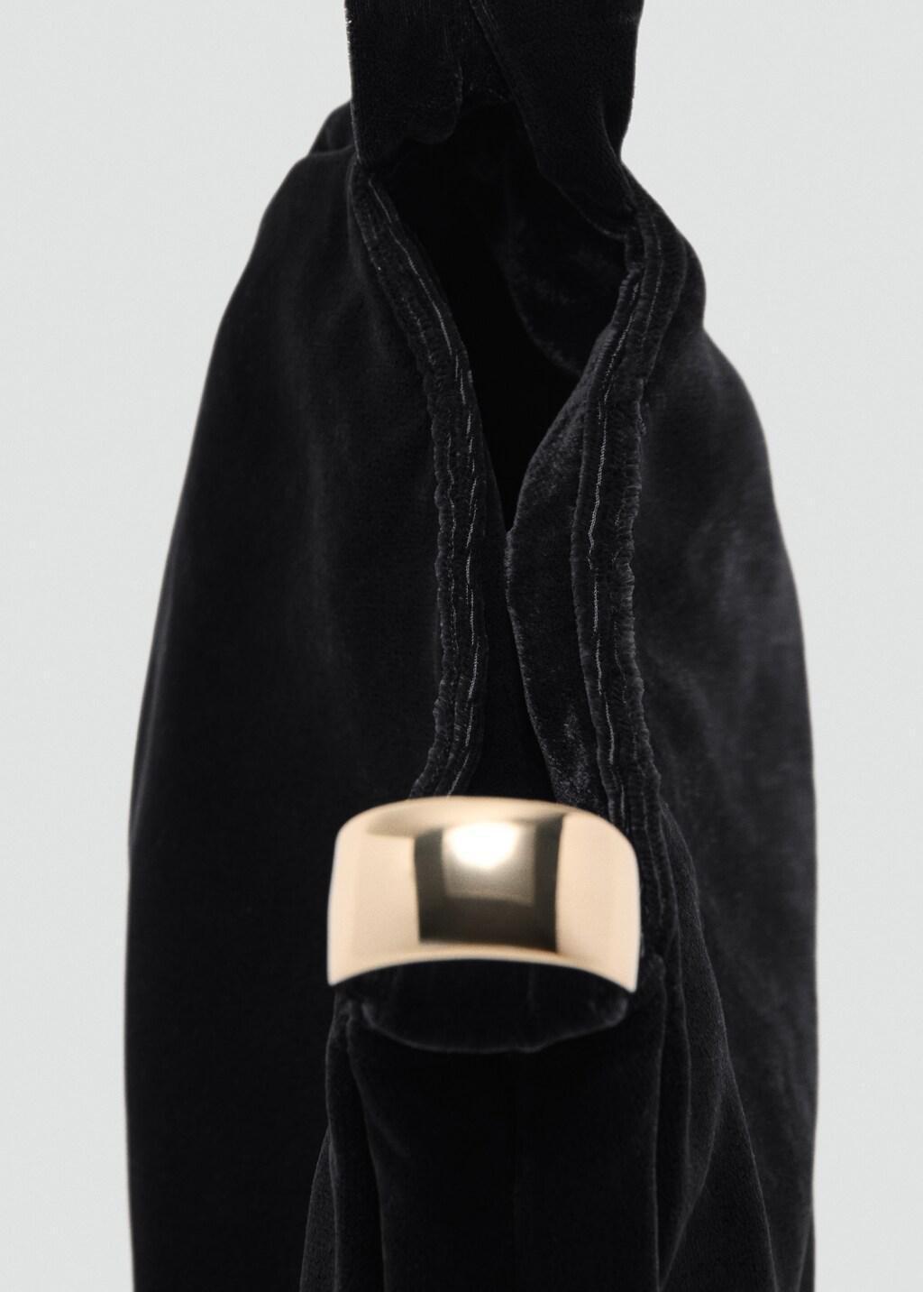 Black Velvet Handbag With Metallic Detail, 0201_99, large image number 7