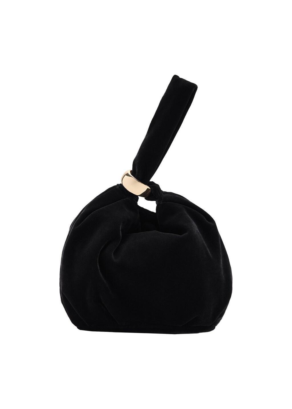 Black Velvet Handbag With Metallic Detail, 0201_99, large image number 8