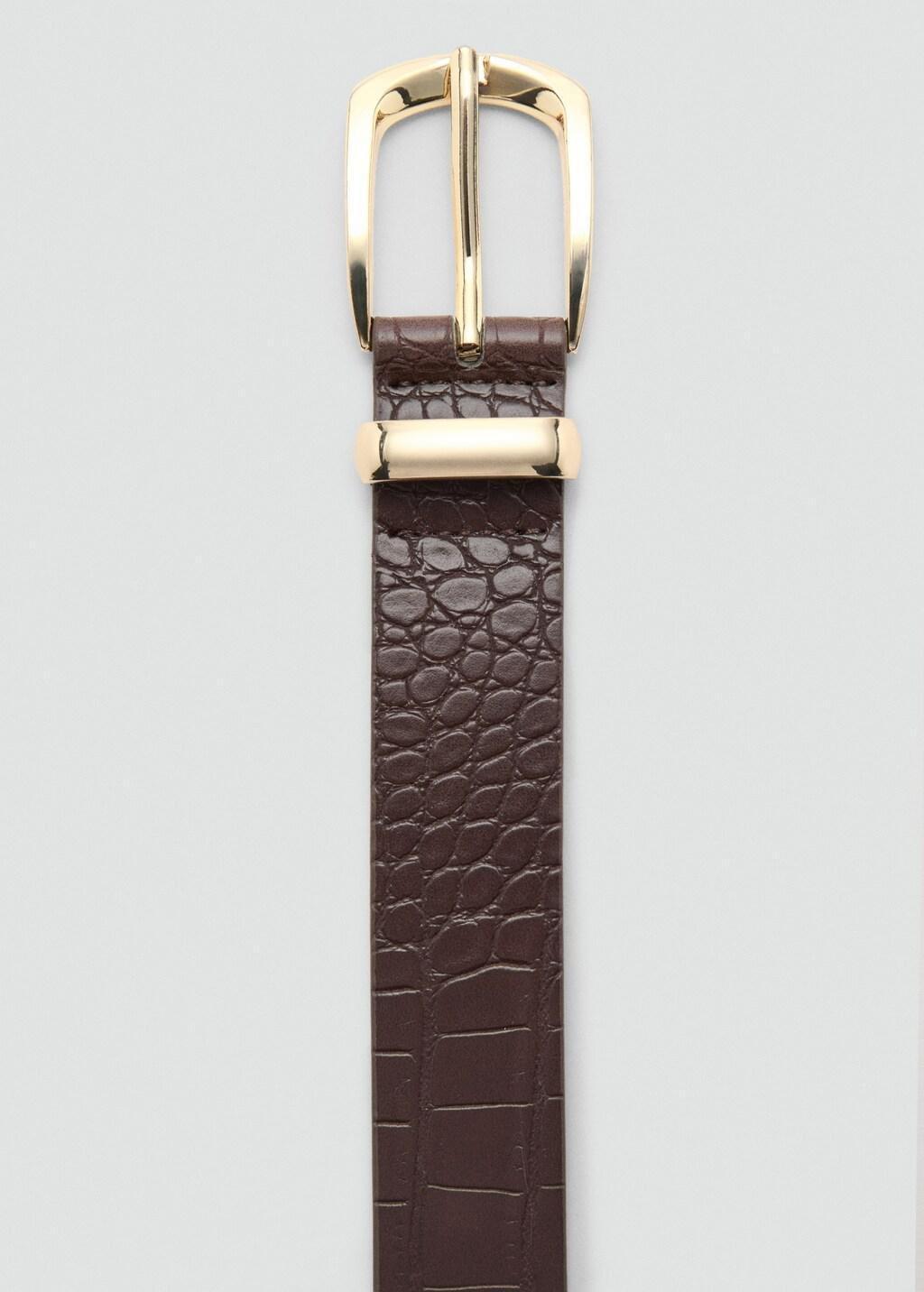 Brown Croco Faux-Leather Belt, Brown, large image number 0