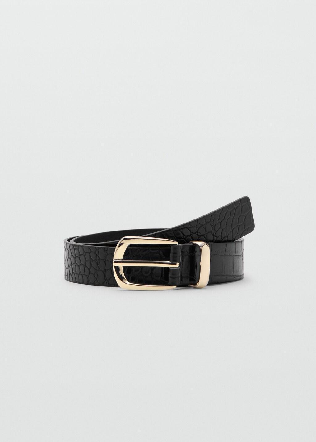 BLACK Croco faux-leather belt, Black, large image number 3