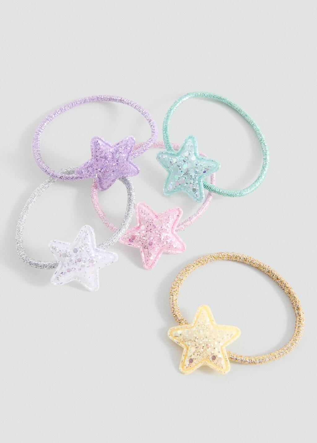 Pink Pack Of 5 Hair Bands, Kids Girls, Pink, large image number 0